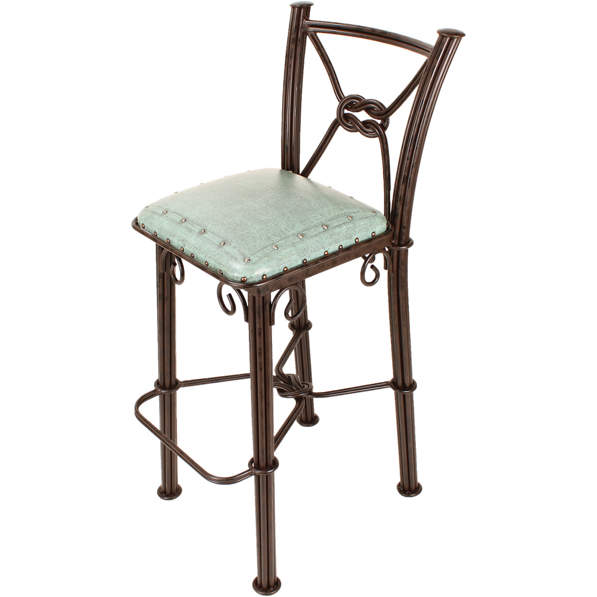 Coronado Counter Stool - Plain with Tacks Turquoise