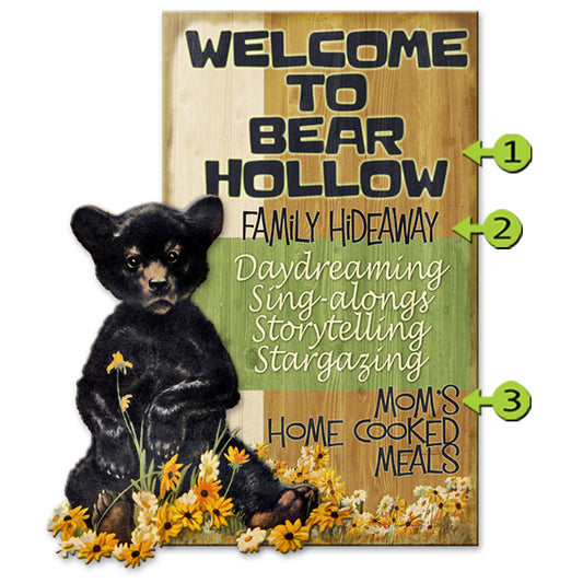 Welcome to Bear Hollow Personalized Sign - 23 x 39