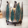 Turquoise Feather Candle Holder