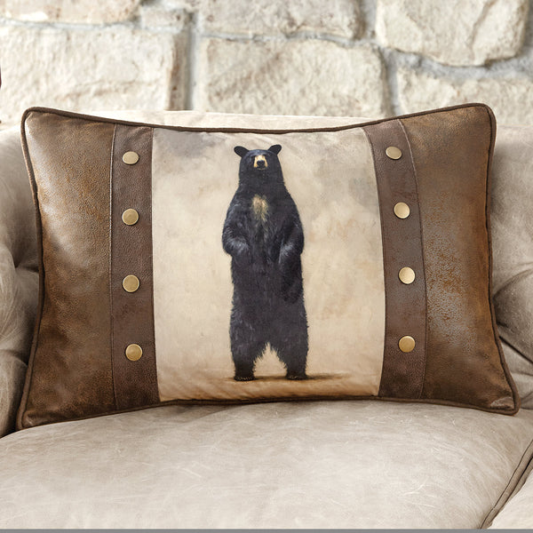 Standing Bear Faux Leather Pillow