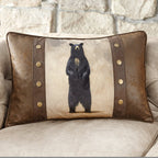 Standing Bear Faux Leather Pillow
