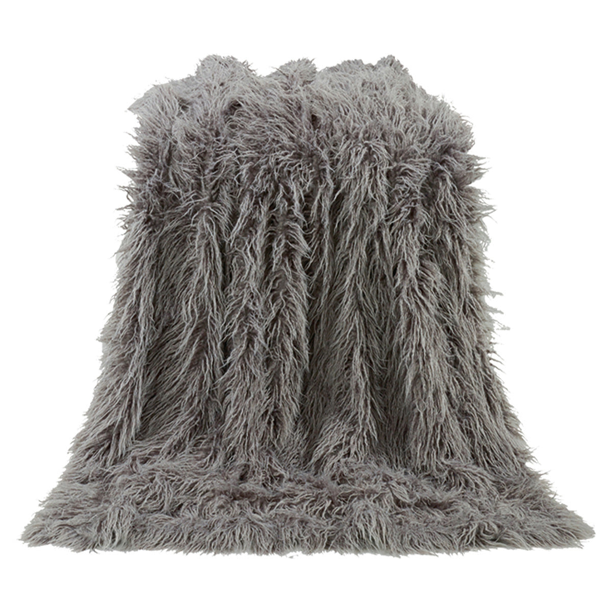 Mongolian Gray Faux Fur Throw - OUT OF STOCK UNTIL 08/24/2026