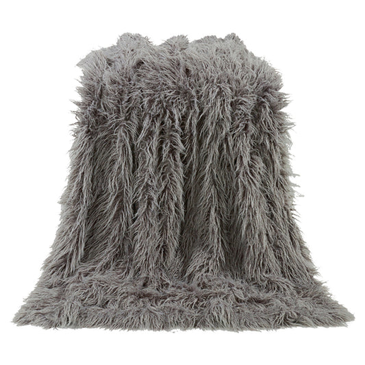 Mongolian Gray Faux Fur Throw - OUT OF STOCK UNTIL 08/24/2026