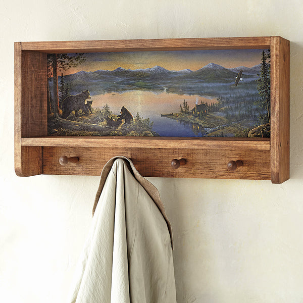 Ridgeview Retreat Bear Wall Shelf with Hooks