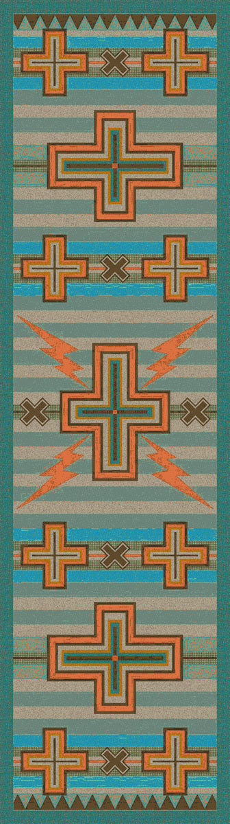 Tempest Turquoise & Gray Rug - 2 x 8