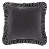 Azure Gray Velvet Ruffled Square Euro Sham