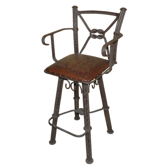 Coronado Iron Barstool with Swivel Back & Arms - Colonial