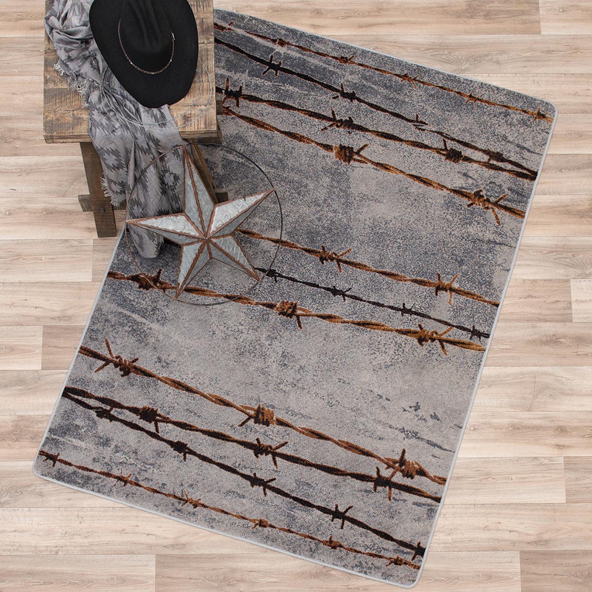 Barbed Wire Gray Rug - 4 x 5