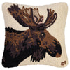 Moose Portrait Hooked Wool 18 x 18 Pillow