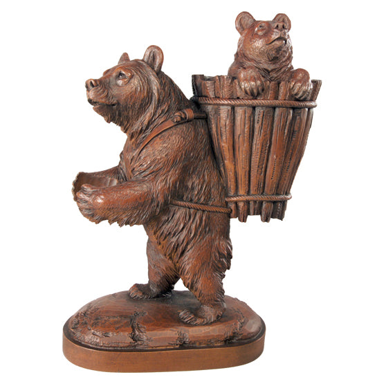 Trudging Mama Bear Sculpture - Brushed Wood
