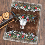 Floral Steer Skull Rug - 5 x 8