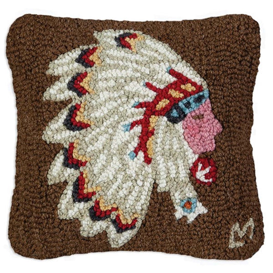 Chief Legacy Hooked Wool Pillow - OUT OF STOCK UNTIL 08/05/2026