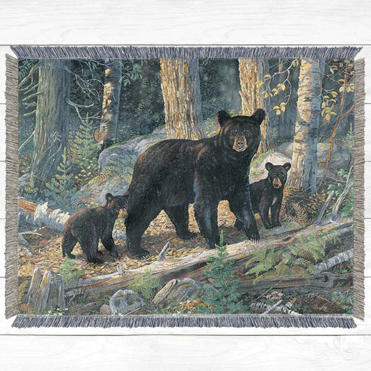 Bear with Cubs Throw Blanket - Small