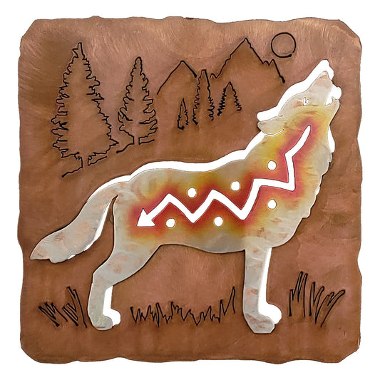 Hillside Wolf Square Cutout Wall Art