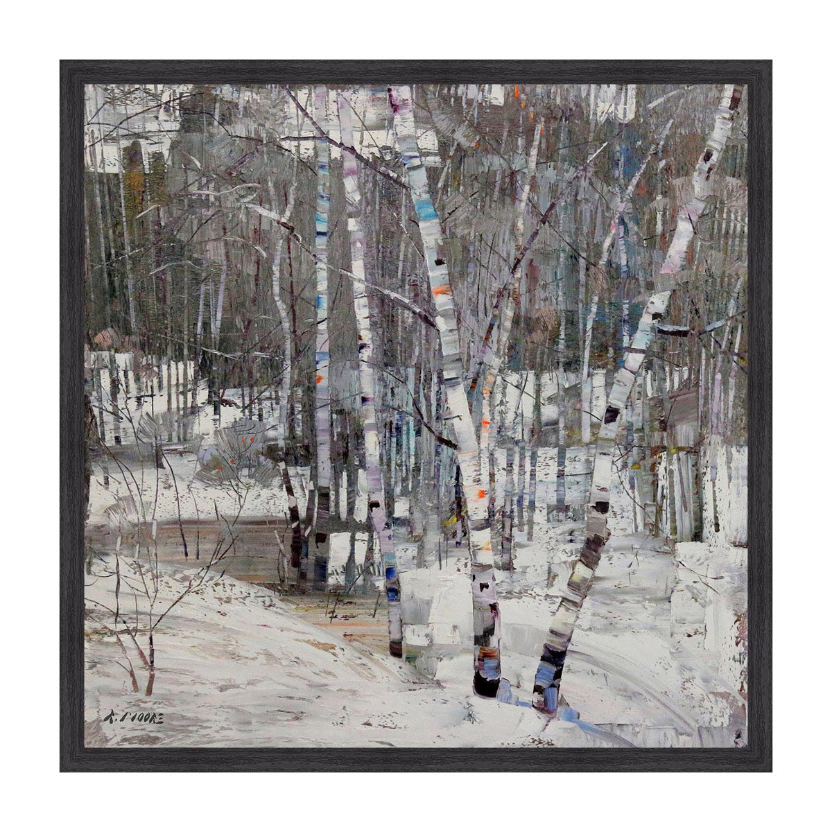 Mountain Forest in Winter Framed Canvas