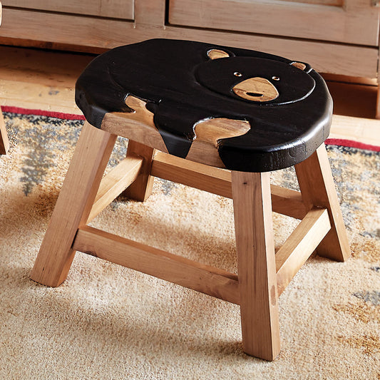 Hand-Carved Wood Bear Footstool- SALE - OUT OF STOCK UNTIL 06/23/2026