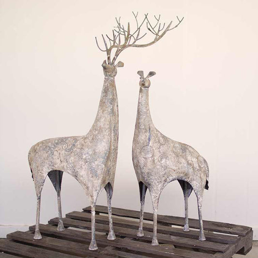 Abstract Metal Deer Statues - Set of 2