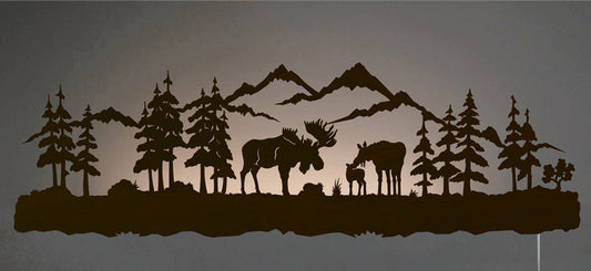 Moose Family Back Lit Wall Art