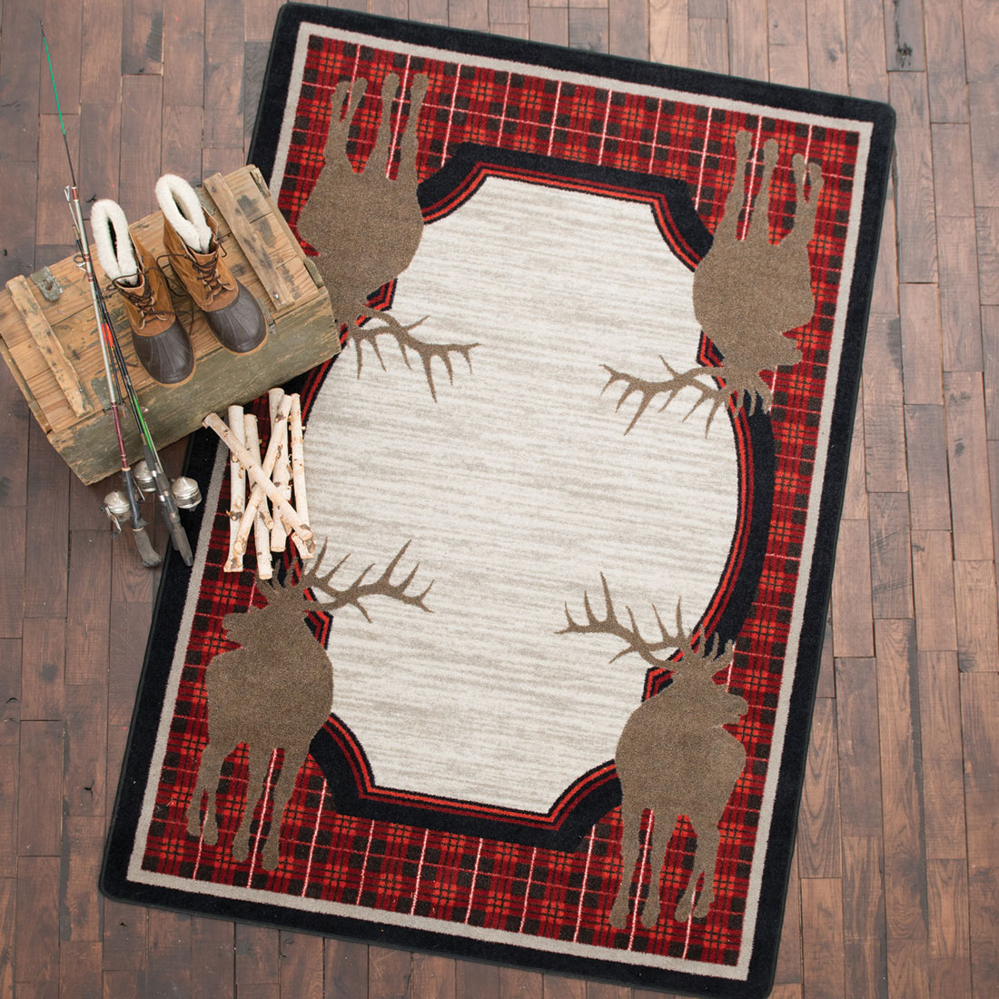 Plaid Elk Rug - 5 x 8