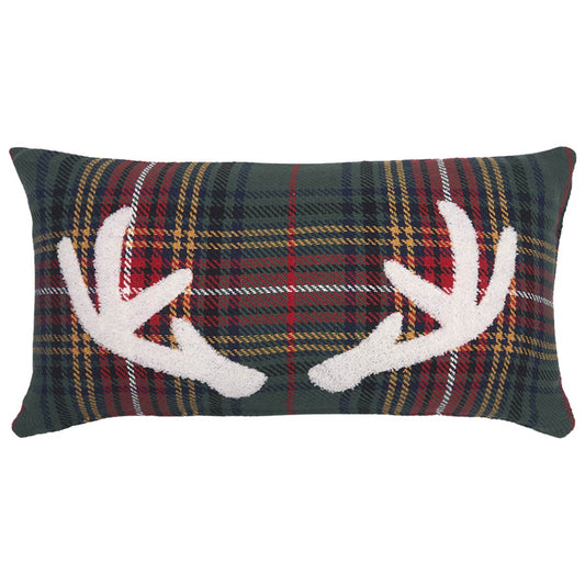 Multi Plaid Antlers Pillow