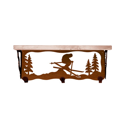 Skier 20 Inch Pine Hook Shelf