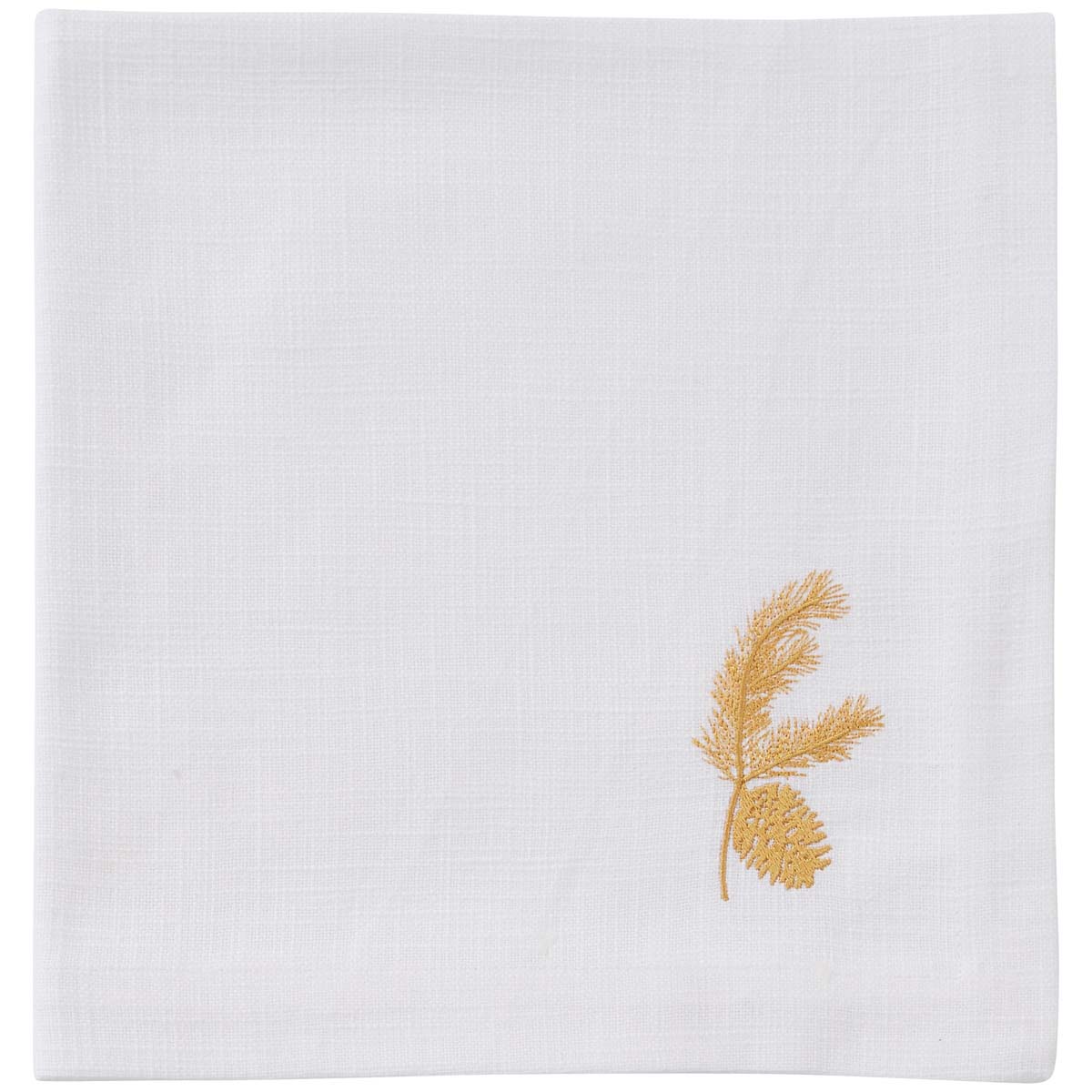 Golden Pine Branch Embroidered Napkin - Set of 4