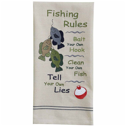 Rules for Fishing Embroidered Dishtowels - Set of 6