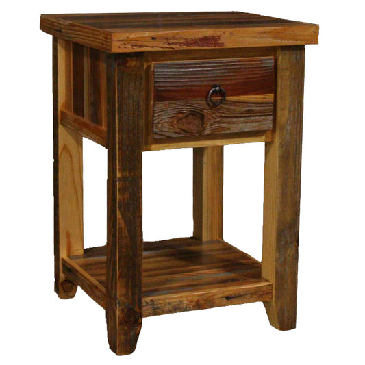 Barnwood Straight Leg 1 Drawer Nightstand with Shelf
