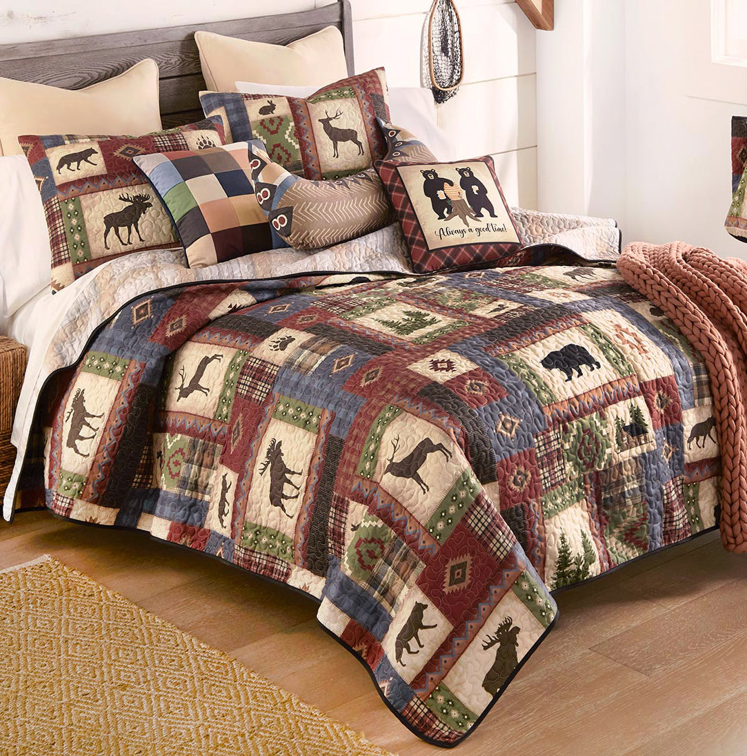 Lakeside Wilderness Bear & Moose Quilt Bed Set - King- SALE