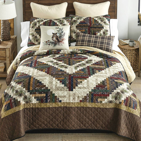 Serenity Pinecones Quilt Bed Set - Queen