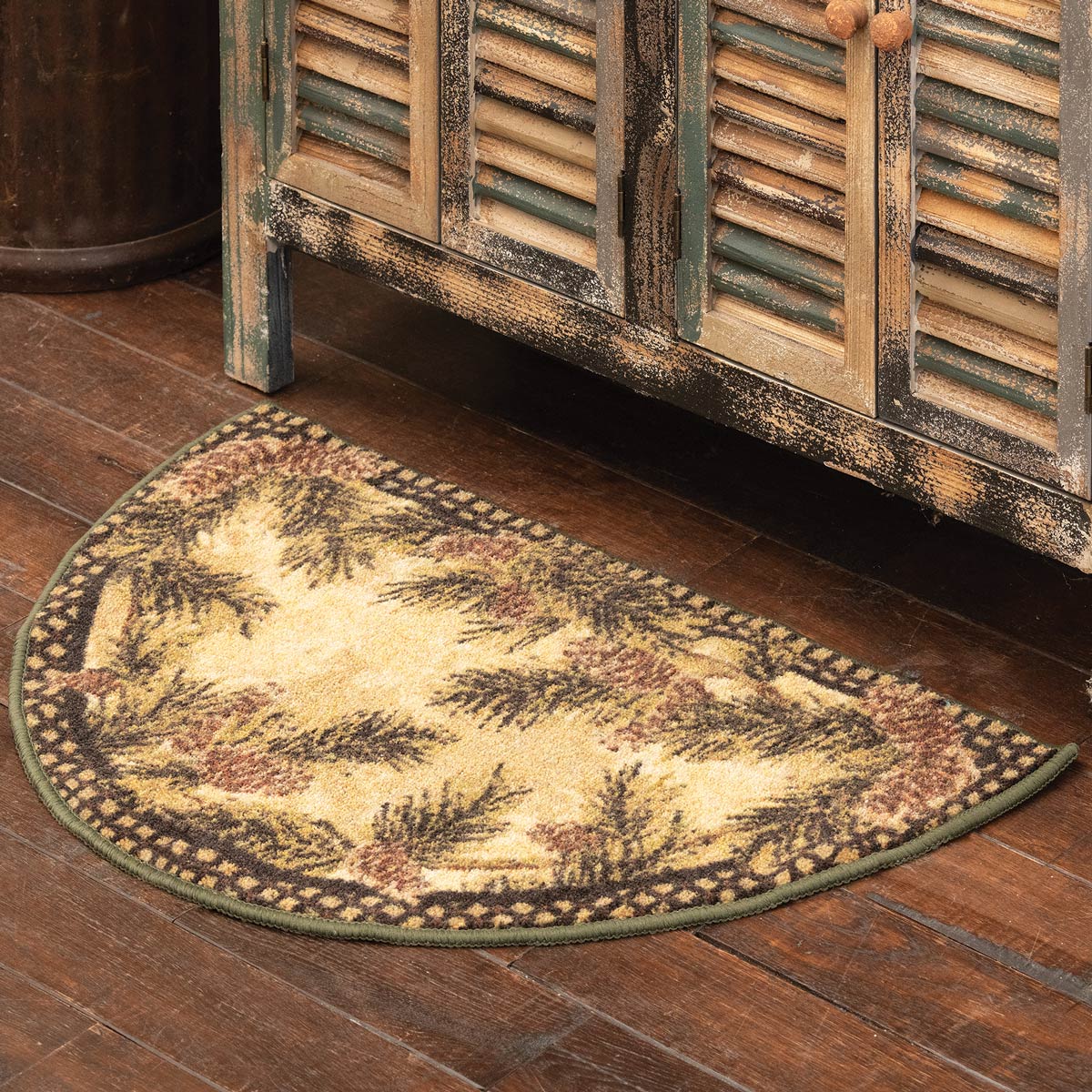 Round Border Rugs Pinecone Border Half-Round Rug | Black Forest Decor