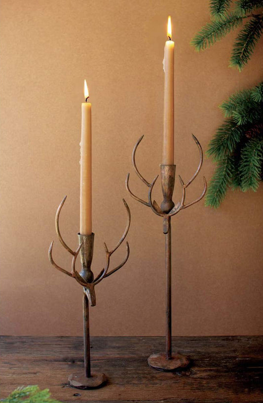 Huntsman Brass Candle Holders - Set of 2