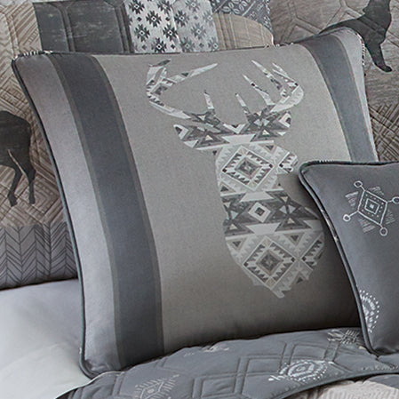 Gray Deer Emblem Pillow