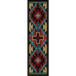 Rustic Cross Blue Southwestern Rug - 2 x 8