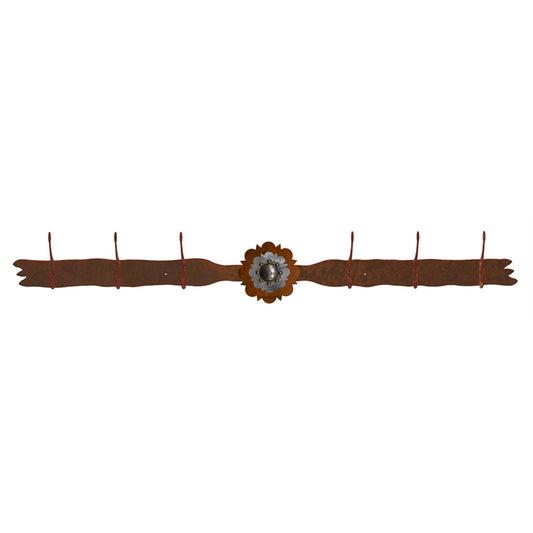 Round Old Silver Berry Concho 6 Hook Coat Rack