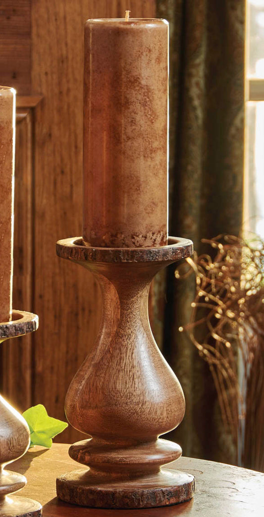 Bark Edge Pillar Candleholder - Large