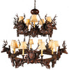 Black Forest Stag Head Two Tier Chandelier