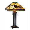 Burgundy Pinecones Square Table Lamp