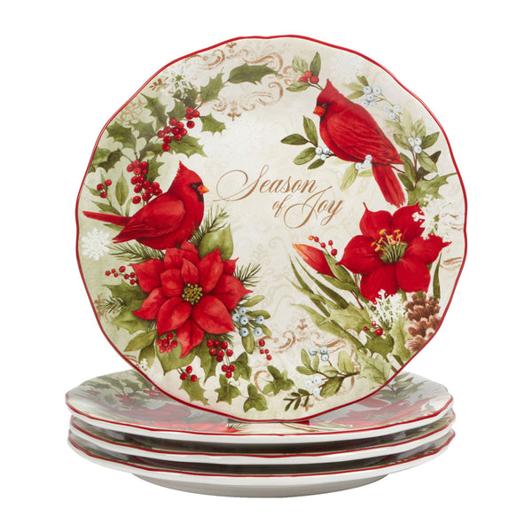 Christmas Cardinal Dinner Plates - Set of 4