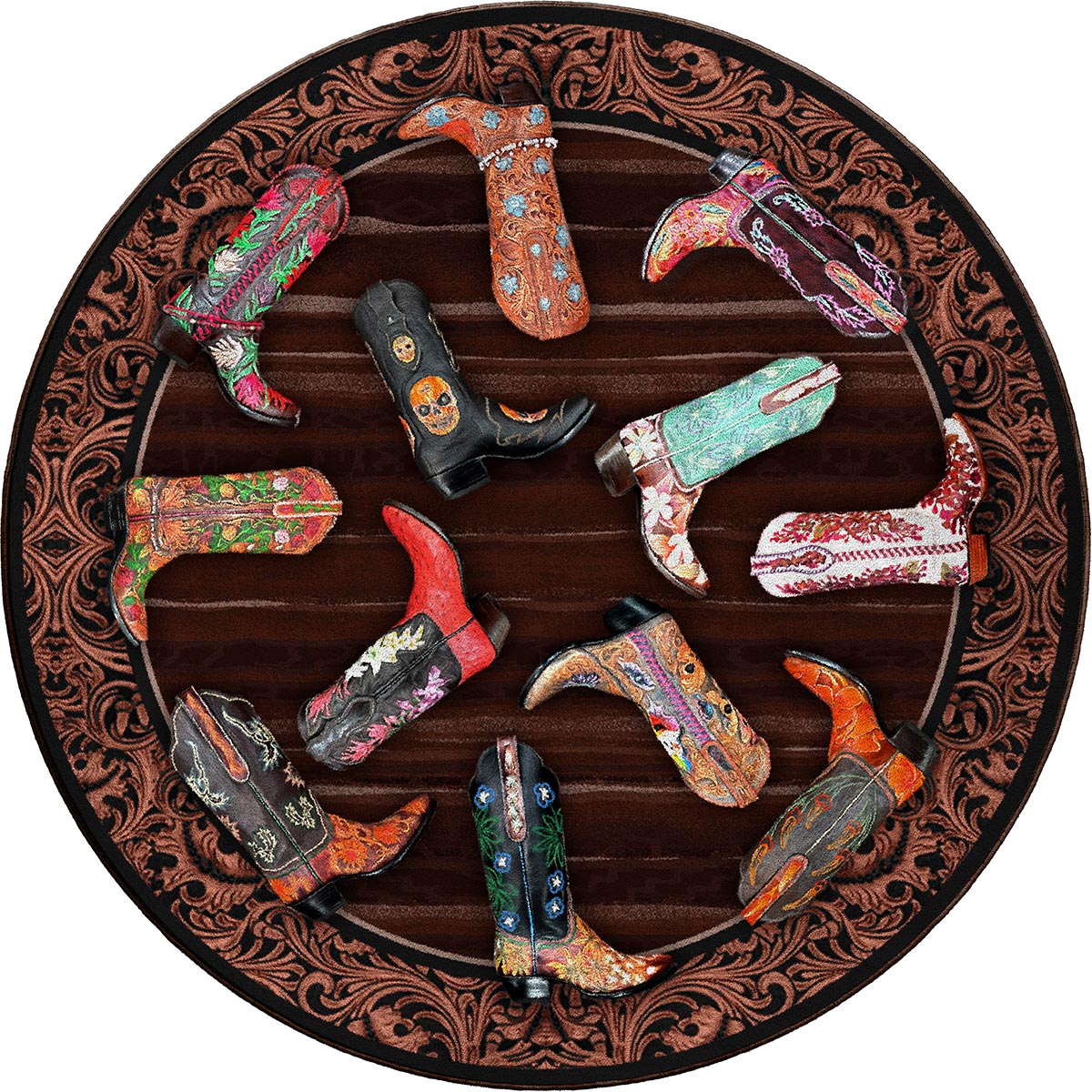 Fiesta Boots Rug - 8 Ft. Round