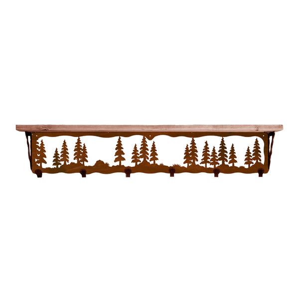Pine Trees 42 Inch Pine Hook Shelf
