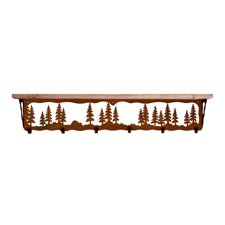 Pine Trees 42 Inch Pine Hook Shelf