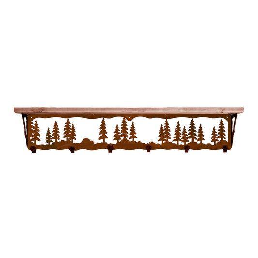 Pine Trees 42 Inch Pine Hook Shelf
