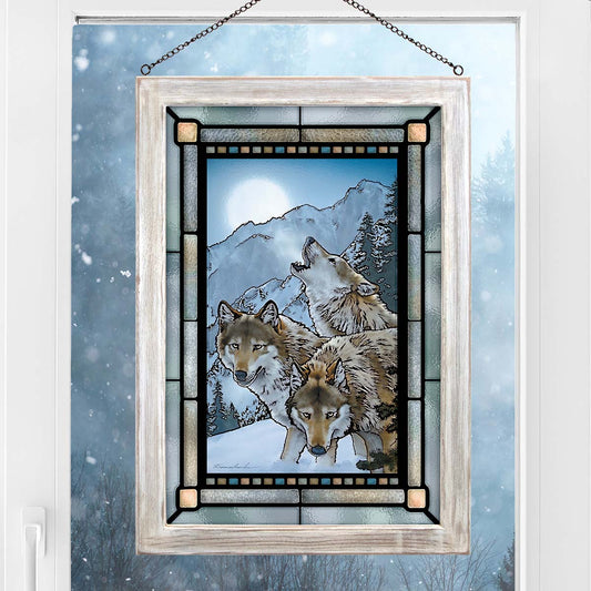 Lunar Wolves Stained Glass Art