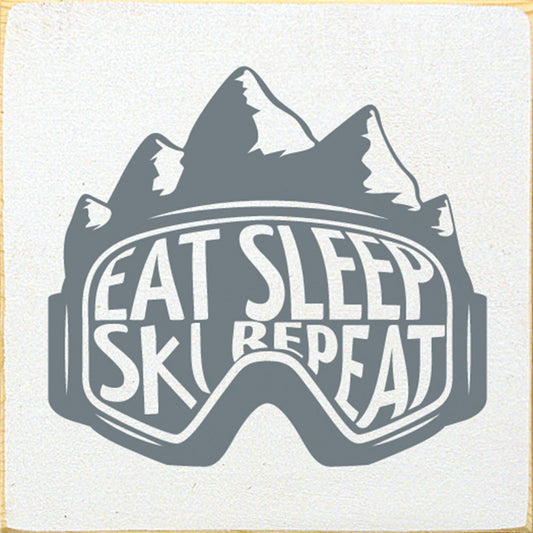 Eat Sleep Ski Repeat Wood Sign