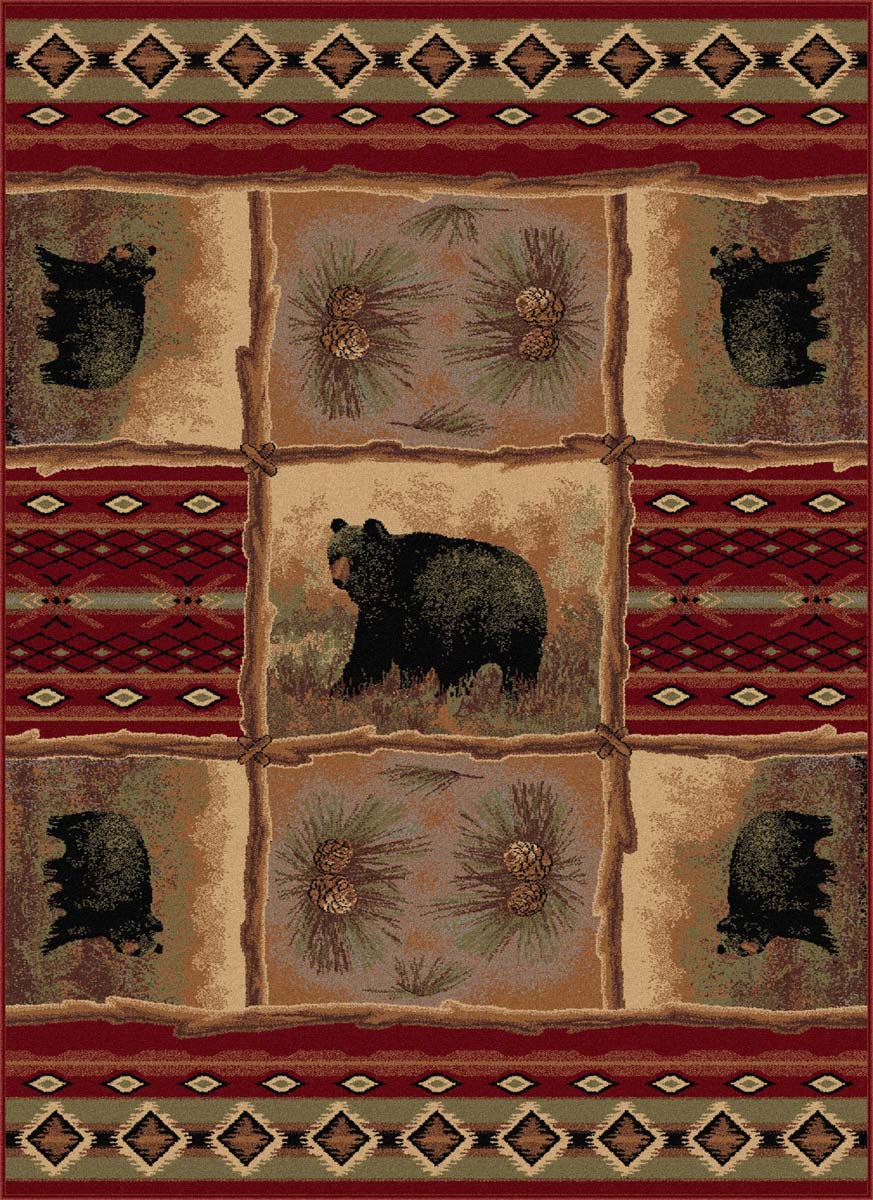 Nature Bear and Pinecone Rug - 8 x 11