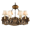 Black Forest Small Bear Head Chandelier - Linen Shades