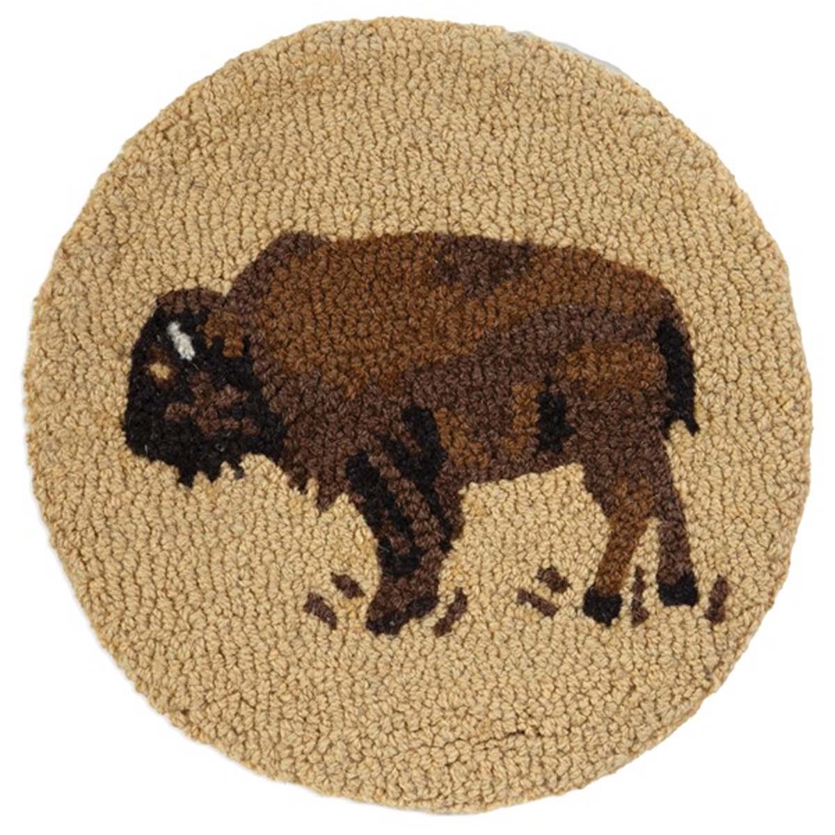 Golden Buffalo Hooked Wool Chair Pad - Set of 2