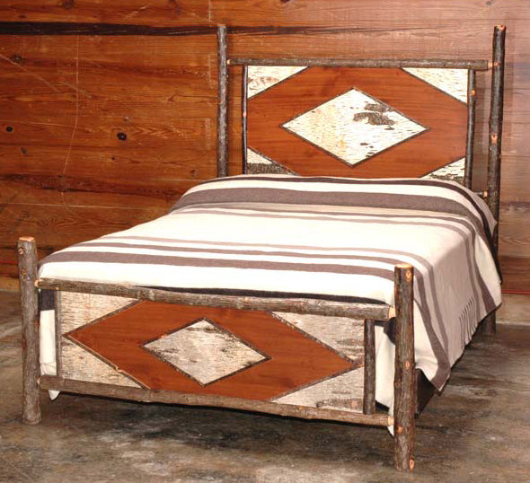 Black Forest Hickory Diamond Birch Bark Bed - Full