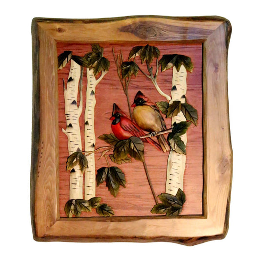 Framed Cardinals in Birch Wall Art